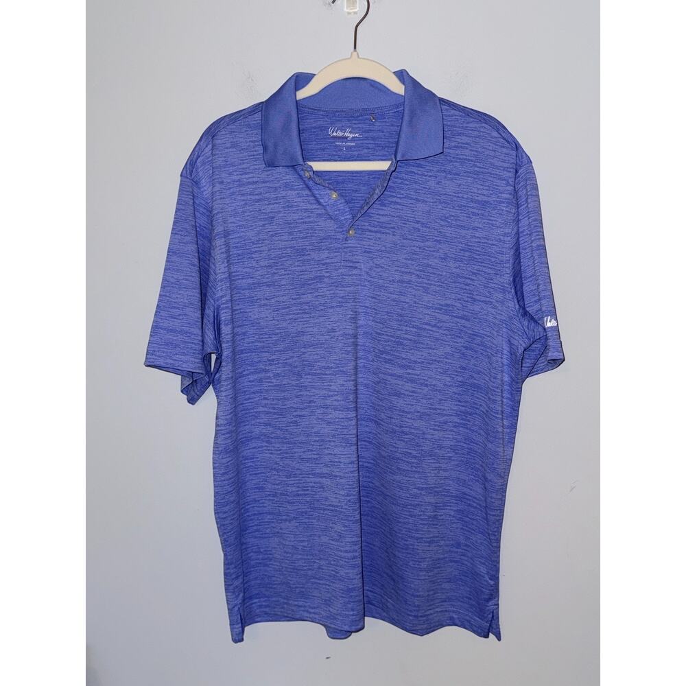 Walter Hagen Mens Golf Polo Shirt Size Large Blue Performance Preppy